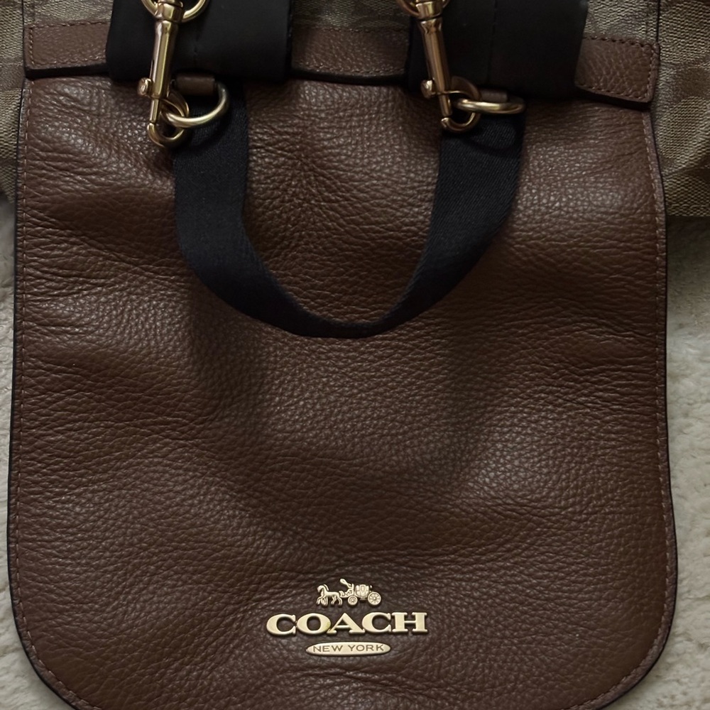 Coach Brown Signature Canvas & Leather Backpack - Picture 5 of 11